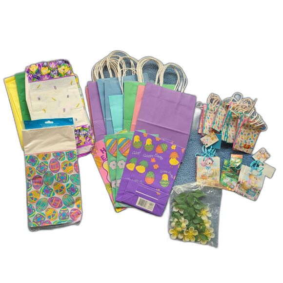Pastel Springtime Easter Gift Bag and Party Decor Bundle Spring Easter Decor - Picture 1 of 10